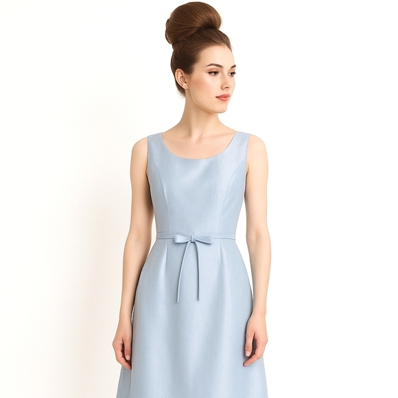 JCREW Silk Taffeta Sheath Dress Ladylike Bow Spring Occasion Periwinkle Blue M 8 - Picture 1 of 9